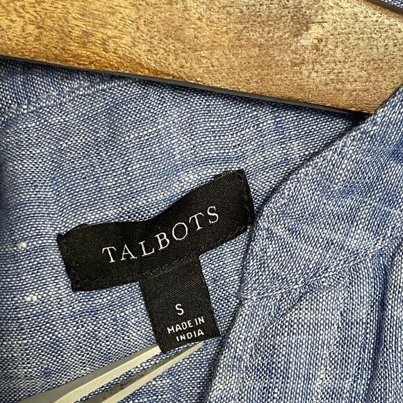 Talbots Tunic Top Roll Tab Sleeve Linen Popover Lightweight Boho Minimalist - Picture 4 of 6